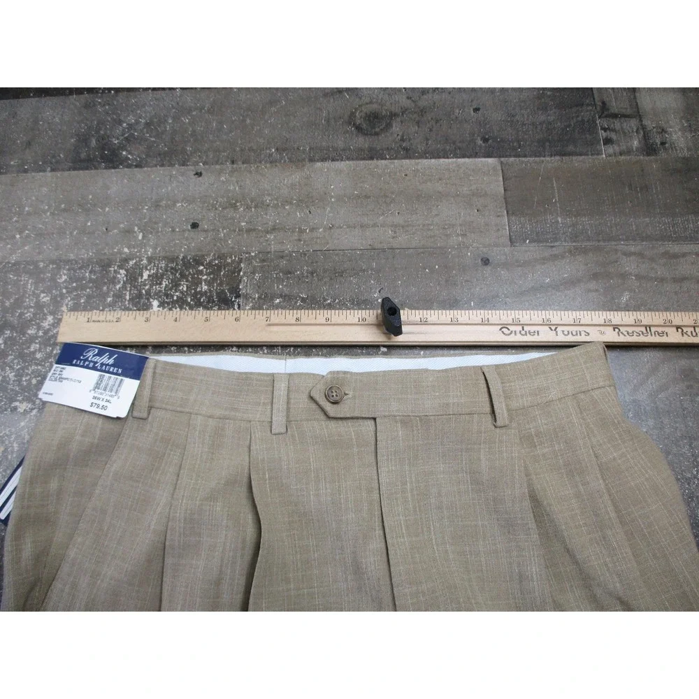 Ralph Lauren Pants Mens 36x34 Comfort Flex Stretch Dress Pleated Rayon Blend NEW